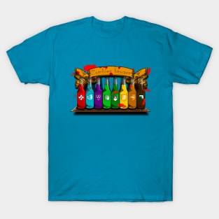 Zombie Perks Top Shelf Zombies Beware on Teal T-Shirt